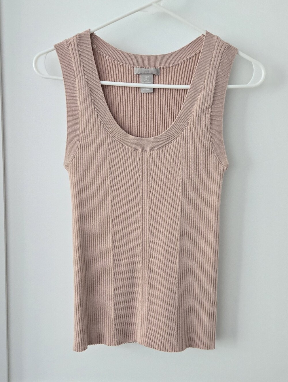H&M Pink Ribbed Vest Tank Top Sz S